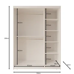 Moyo - Kledingkast met 2 schuifdeuren - Beige - 150x62x200 cm