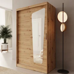 Moyo - Kledingkast met 2 schuifdeuren - Eikenpatroon - 120x62x200 cm