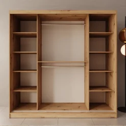 Moyo - Kledingkast met 2 schuifdeuren - Eikenpatroon - 200x62x200 cm