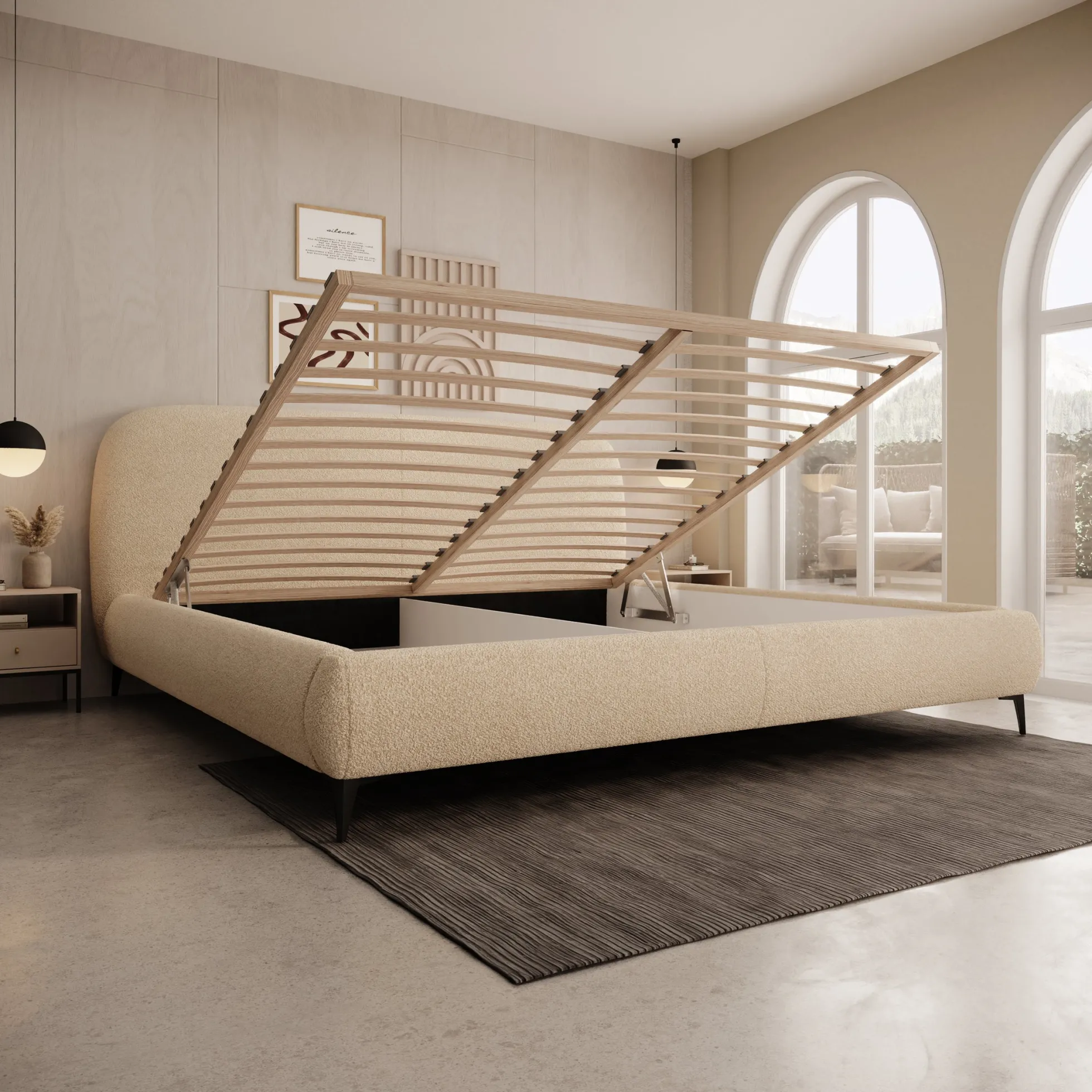 Muralla - Tweepersoonsbed - Beige teddystof - 200x200 cm