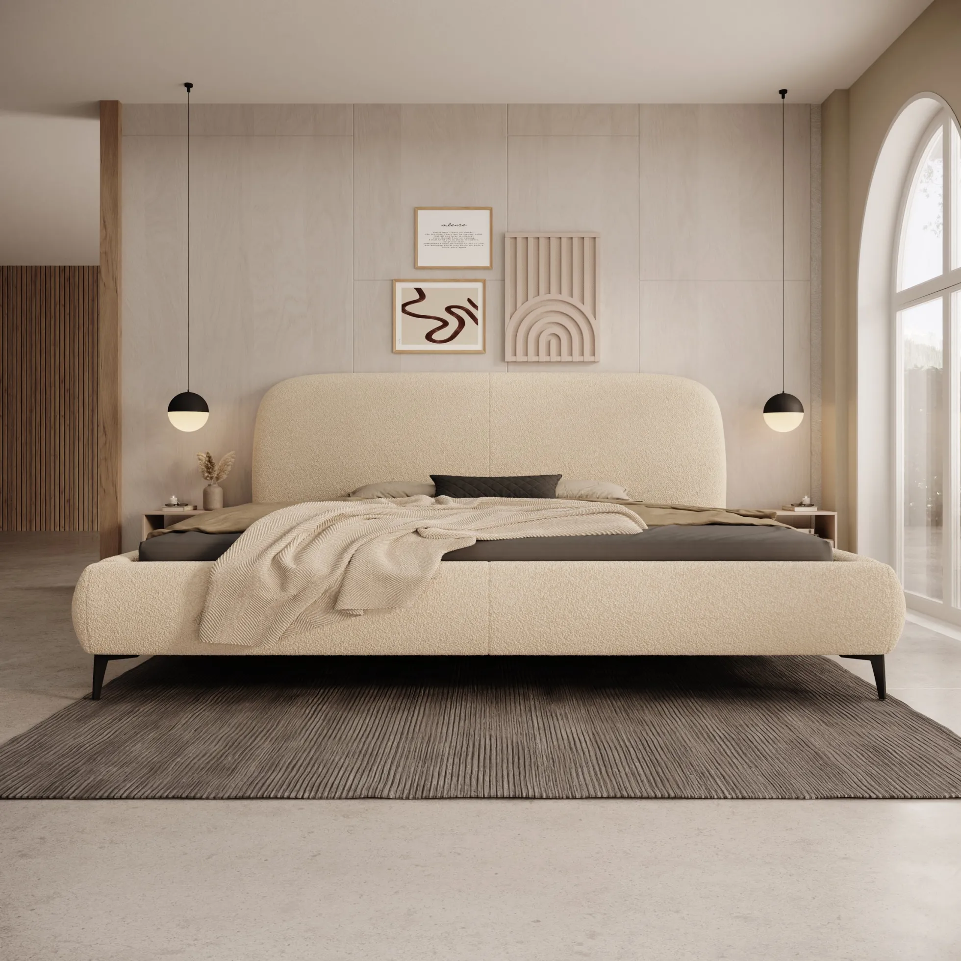 Muralla - Tweepersoonsbed - Beige teddystof - 200x200 cm