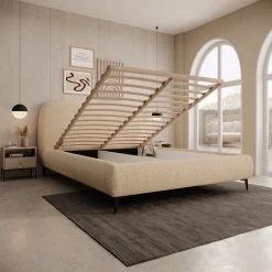 Muralla - Tweepersoonsbed - Beige teddystof - 140x200 cm