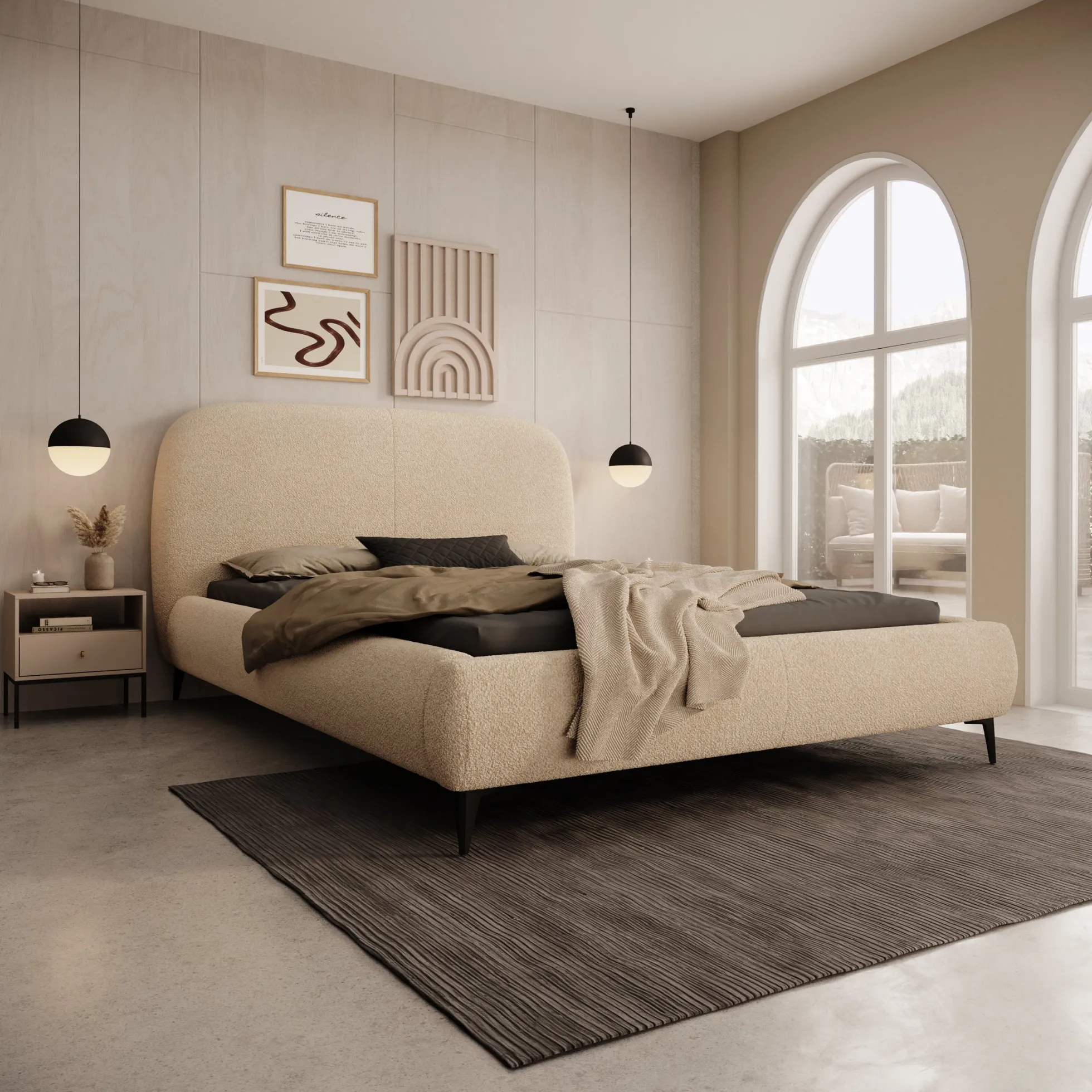 Muralla - Tweepersoonsbed - Beige teddystof - 140x200 cm