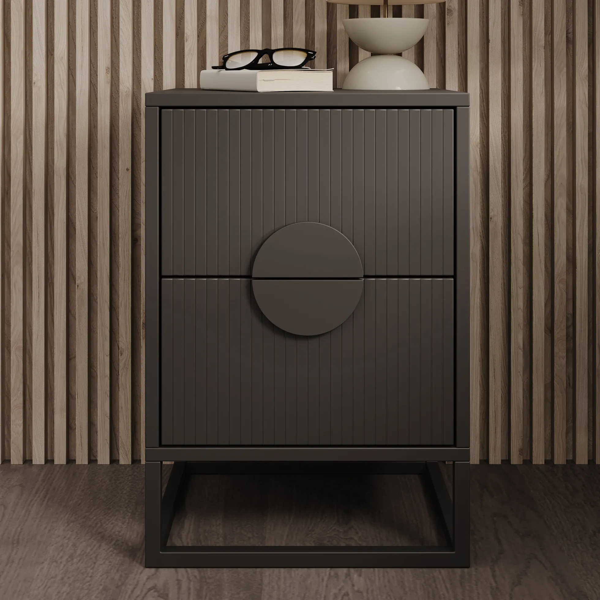 Nachtkastje Allegany - Zwart - 38x31x56 cm
