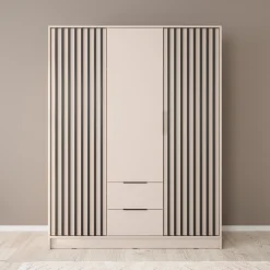 Nairobi - Kledingkast 3-deurs - Beige/zwart - 155x51x200 cm