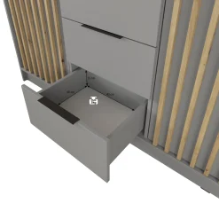 Nairobi - Kledingkast 3-deurs - Beige/zwart - 155x51x200 cm