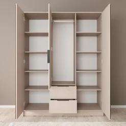 Nairobi - Kledingkast 3-deurs - Beige/zwart - 155x51x200 cm
