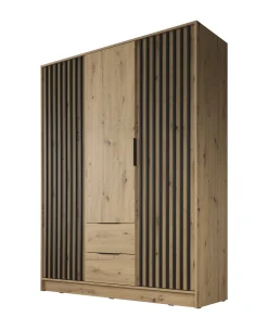 Nairobi - Kledingkast 3-deurs - Eiken/zwart - 155x51x200 cm