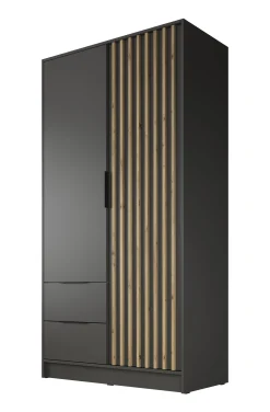 Nairobi - Kledingkast 2-deurs - Antraciet/eiken - 105x51x200 cm