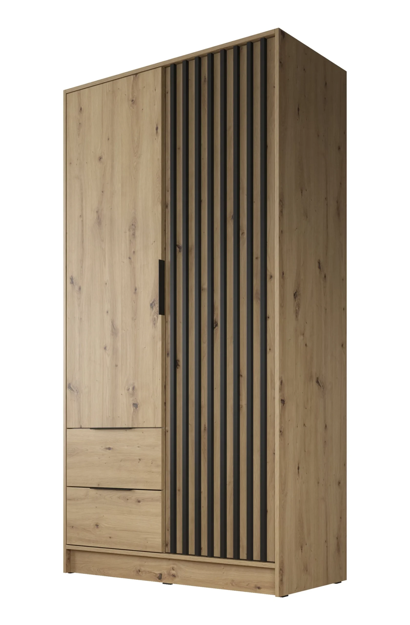 Nairobi - Kledingkast 2-deurs - Eiken/zwart - 105x51x200 cm