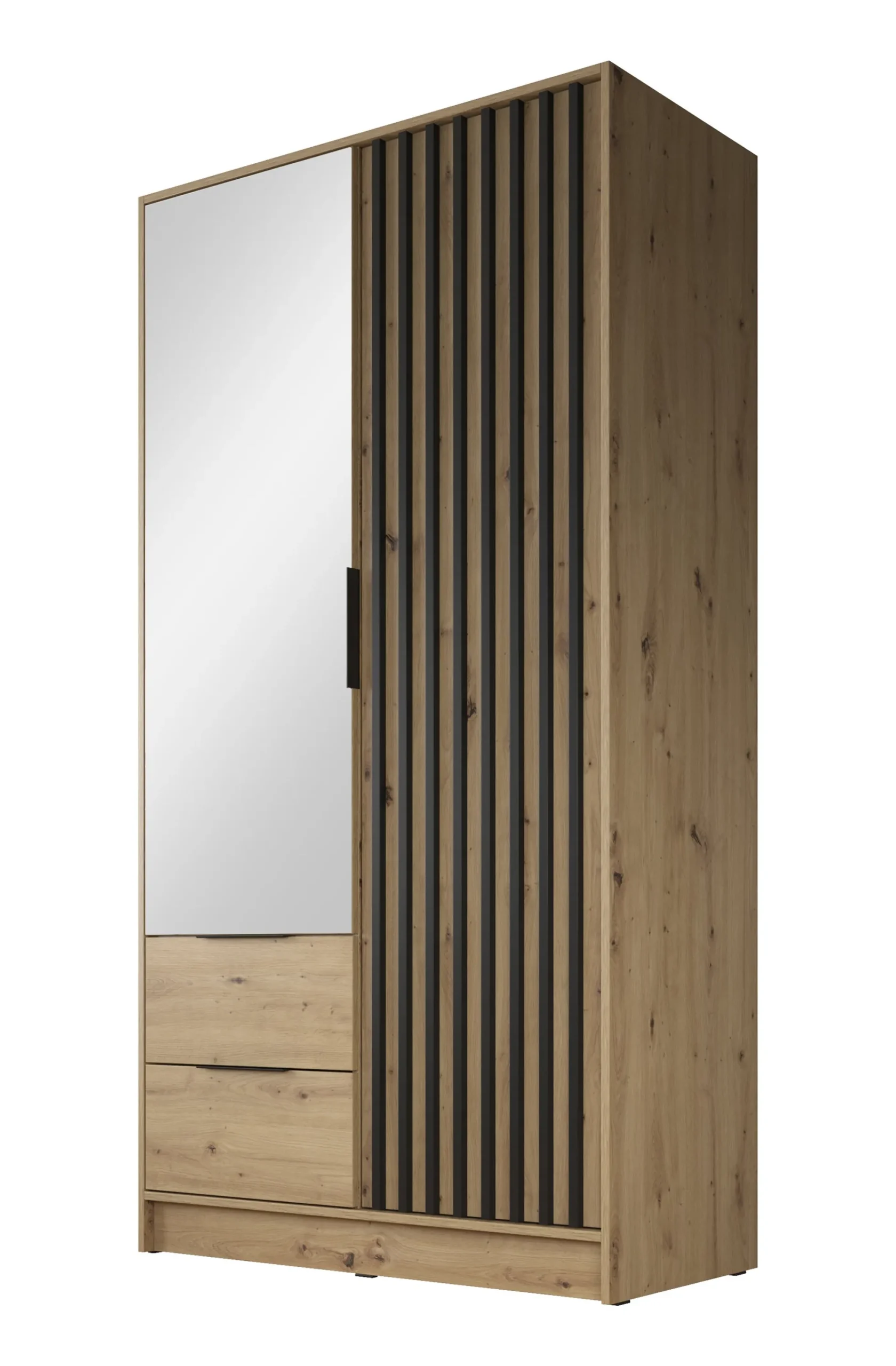 Nairobi - Kledingkast met spiegel - Eiken/zwart - 105x51x200 cm