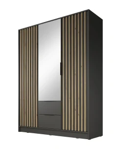 Nairobi - Kledingkast met spiegel - Antraciet/eiken - 155x51x200 cm
