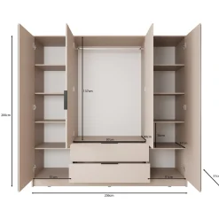 Nairobi - Kledingkast met spiegel - Beige/zwart - 206x51x200 cm