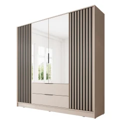 Nairobi - Kledingkast met spiegel - Beige/zwart - 206x51x200 cm