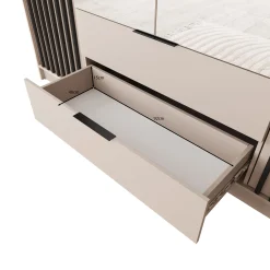 Nairobi - Kledingkast met spiegel - Beige/zwart - 206x51x200 cm