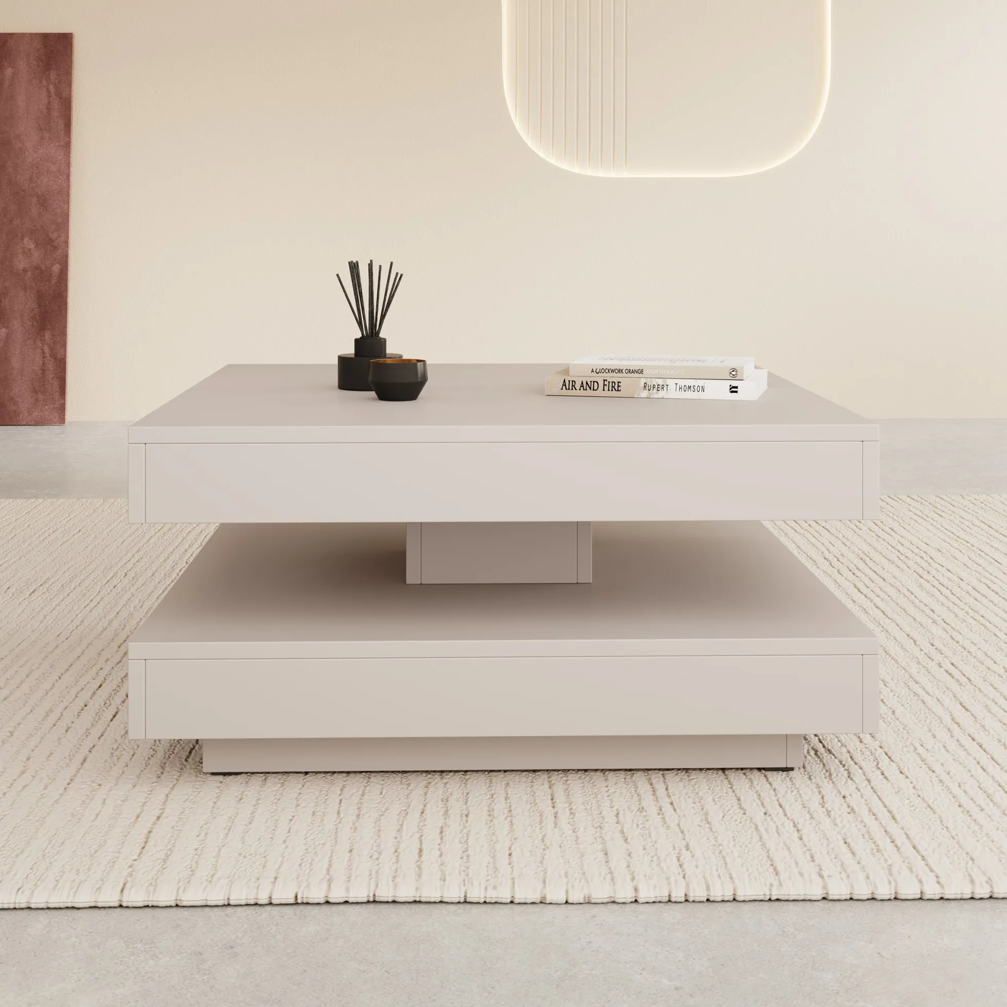 Nao - Salontafel - Beige - 70x70x34 cm