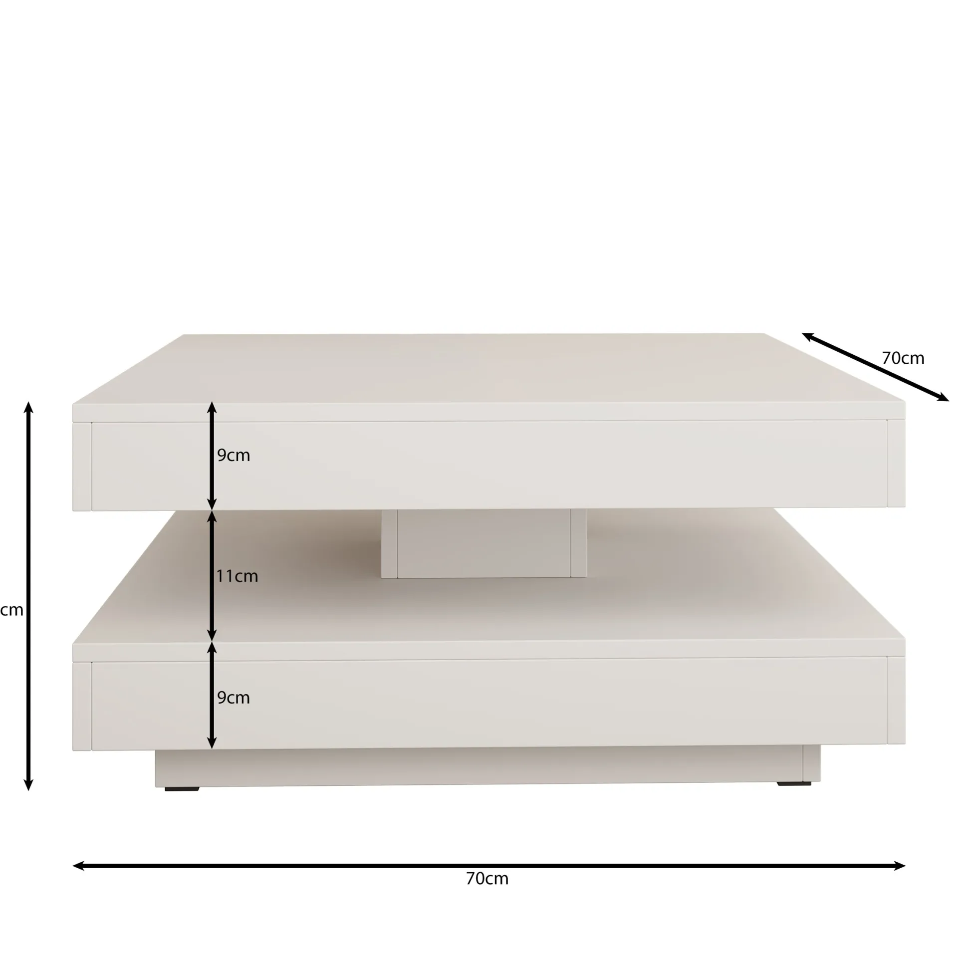 Nao - Salontafel - Beige - 70x70x34 cm