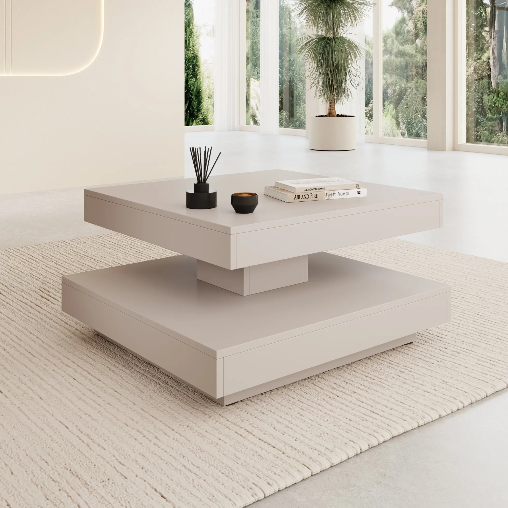 Nao - Salontafel - Beige - 70x70x34 cm