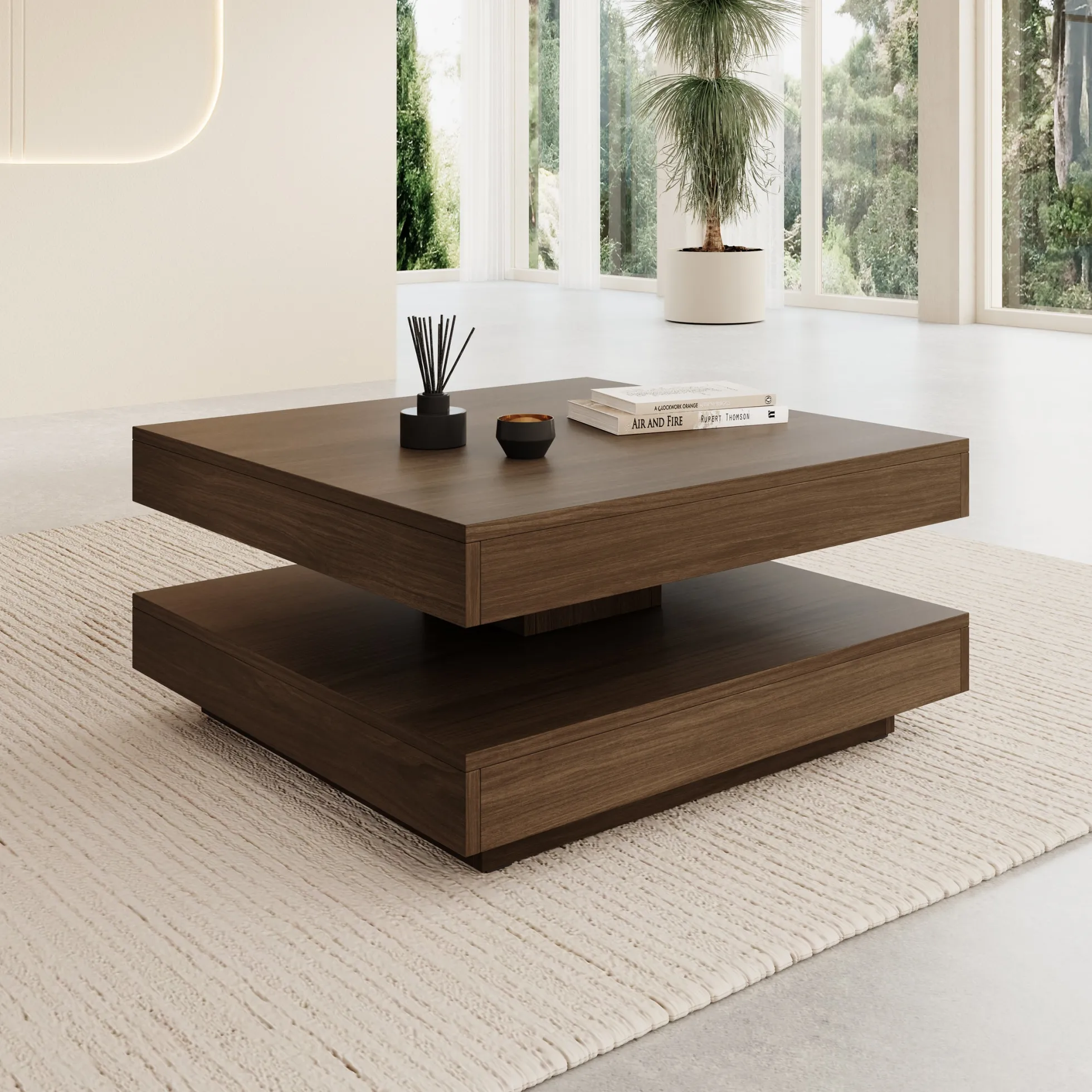 Nao - Salontafel - Walnootpatroon - 70x70x34 cm