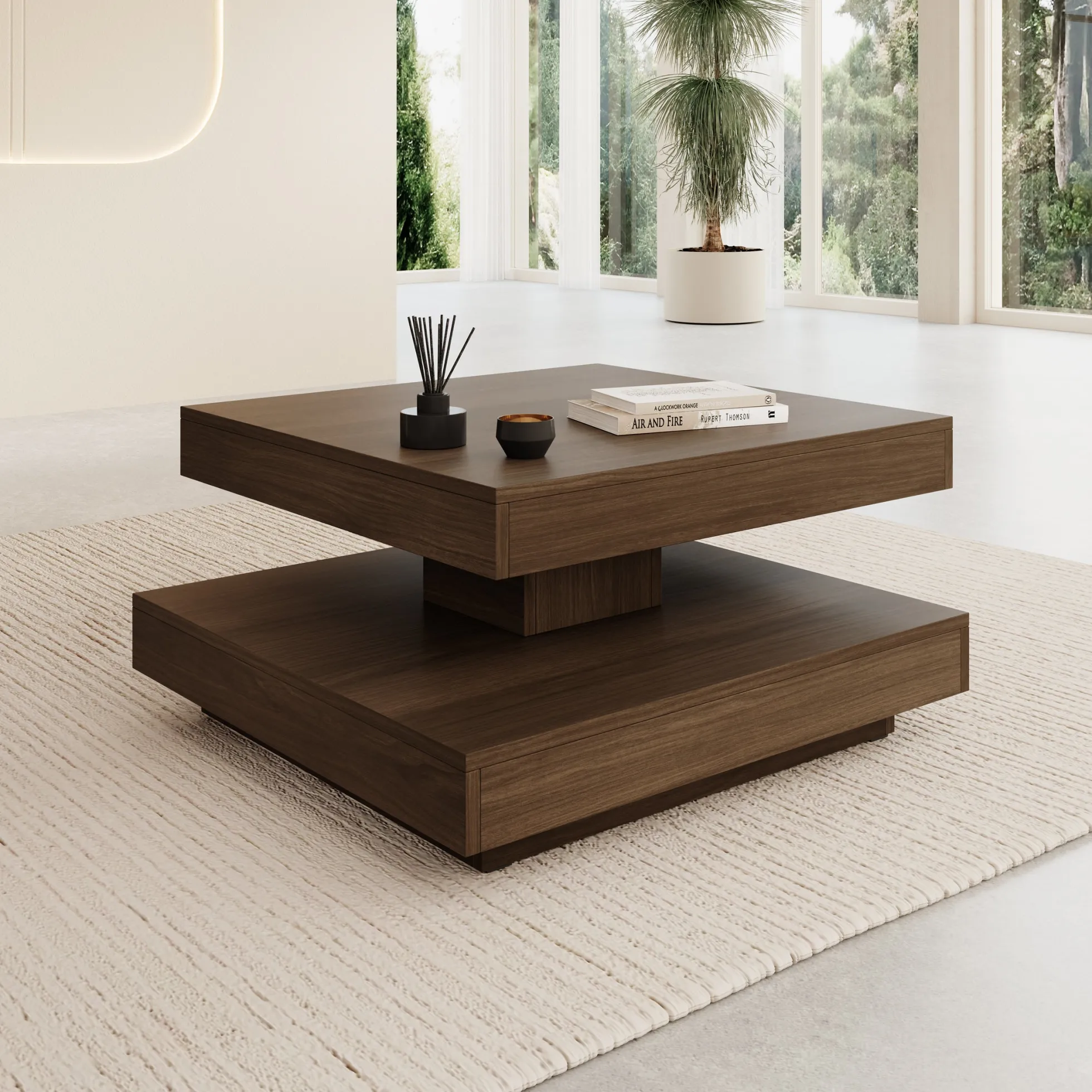 Nao - Salontafel - Walnootpatroon - 70x70x34 cm