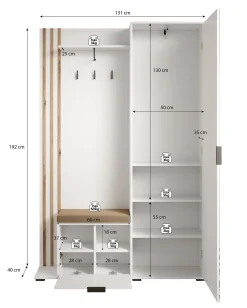Nappa - Kapstok - Eiken Zwart - 131x40x192 cm