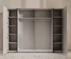 Nassau - Kledingkast met schuifdeuren - Eiken/grijs - 270x61x210 cm