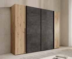 Nassau - Kledingkast met schuifdeuren - Eiken/grijs - 270x61x210 cm