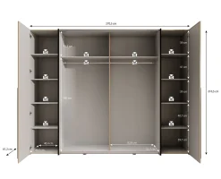 Nassau - Kledingkast met schuifdeuren - Eiken/grijs - 270x61x210 cm
