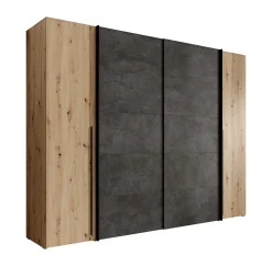 Nassau - Kledingkast met schuifdeuren - Eiken/grijs - 270x61x210 cm