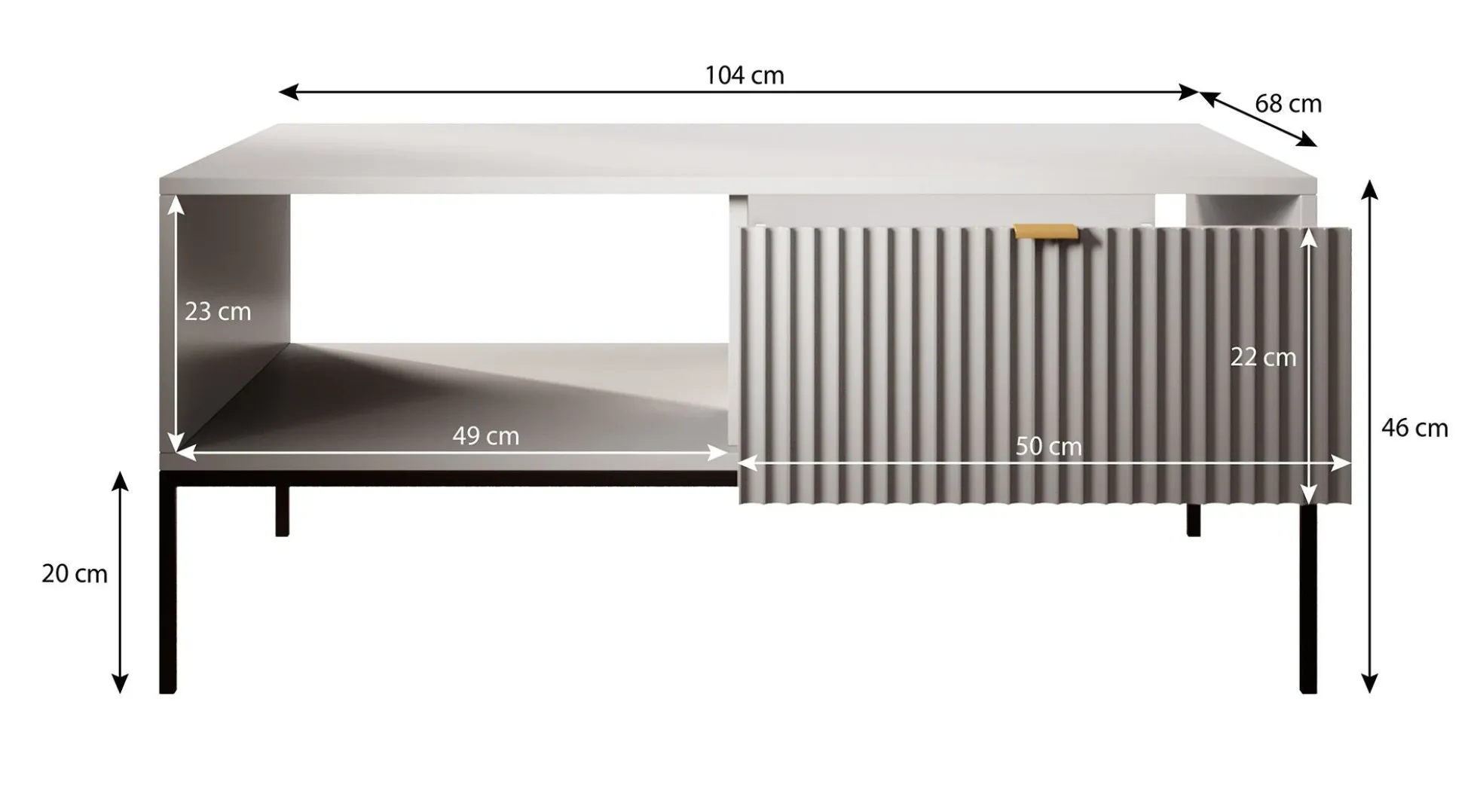 Navil 2 - Salontafel met 2 lades - Zwart - 104x68x46 cm