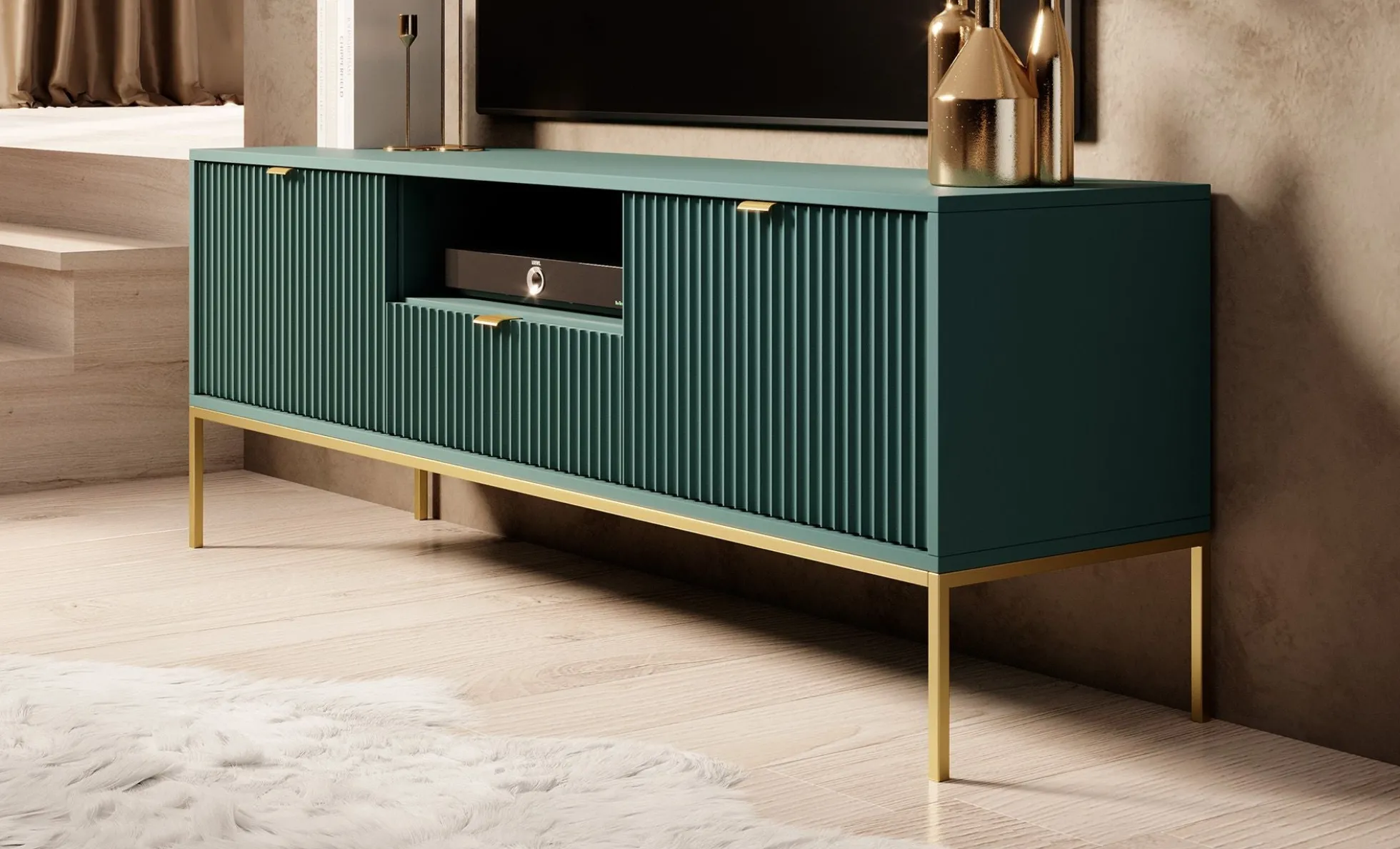Navil 2 - TV-Meubel - Groen - 154x39x56 cm