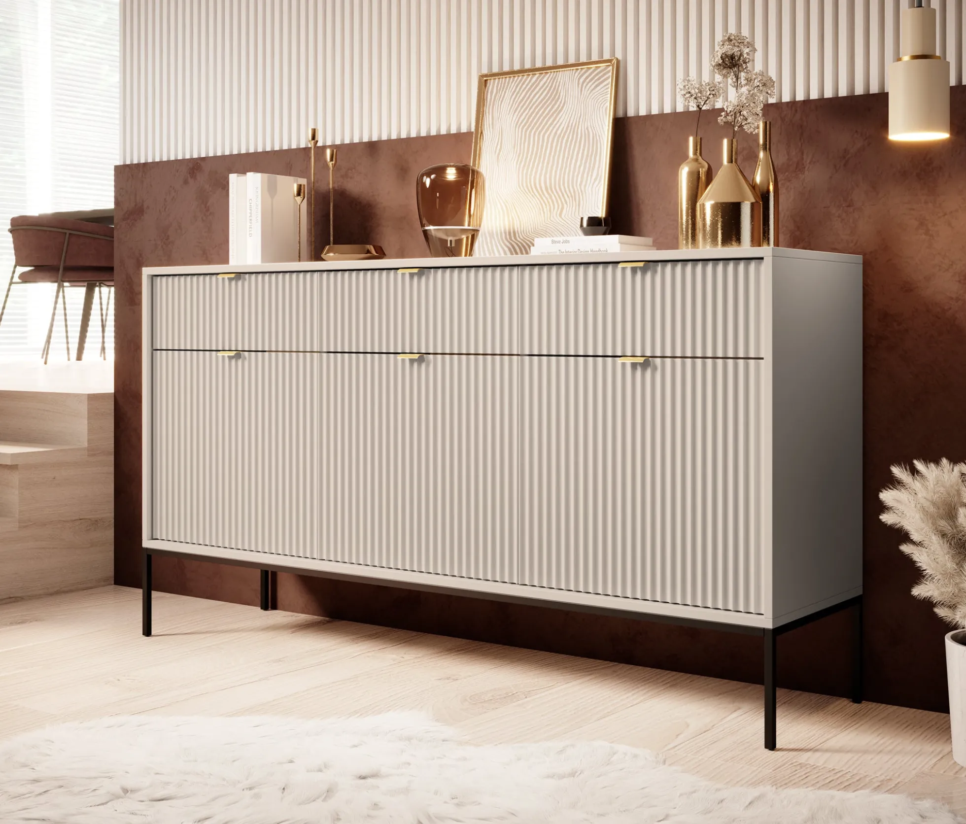 Navil - Dressoir - Beige - 154x39x83 cm