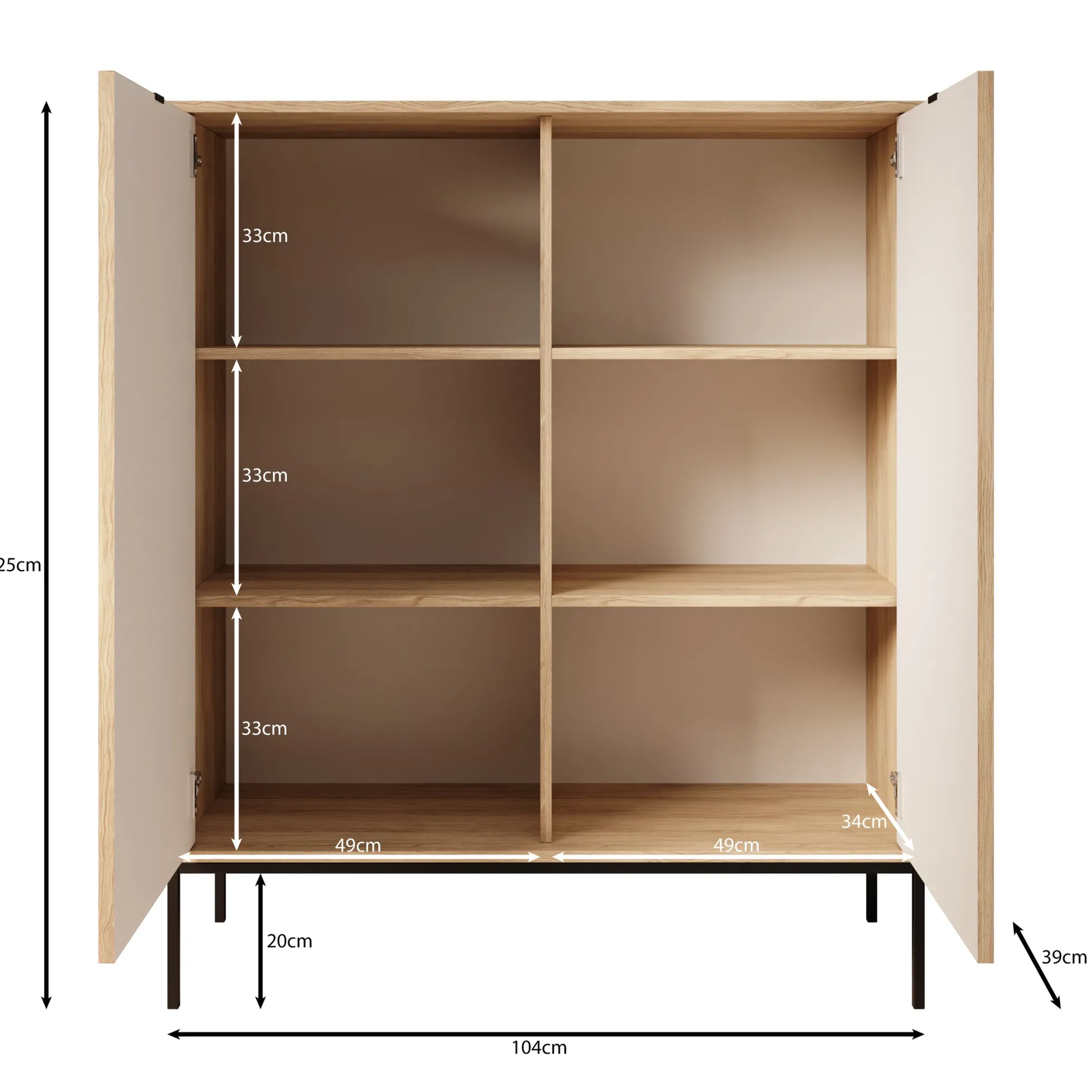 Navil - Dressoir - Eikenpatroon - 104x39x125 cm