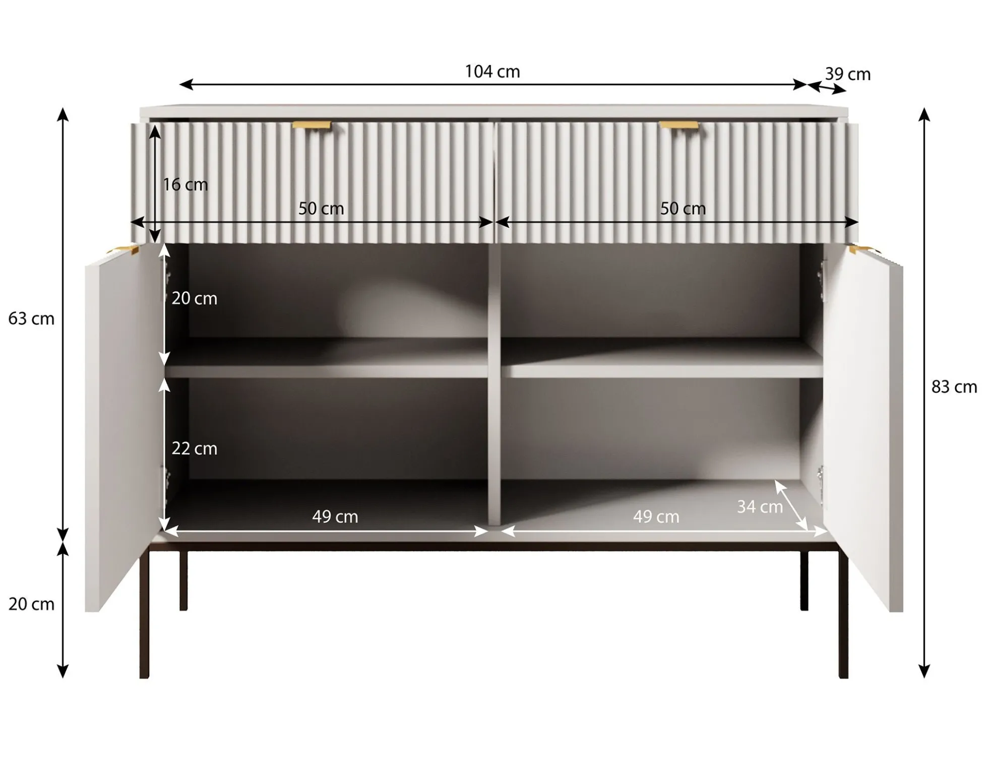 Navil - Dressoir - Zwart - 104x39x83 cm