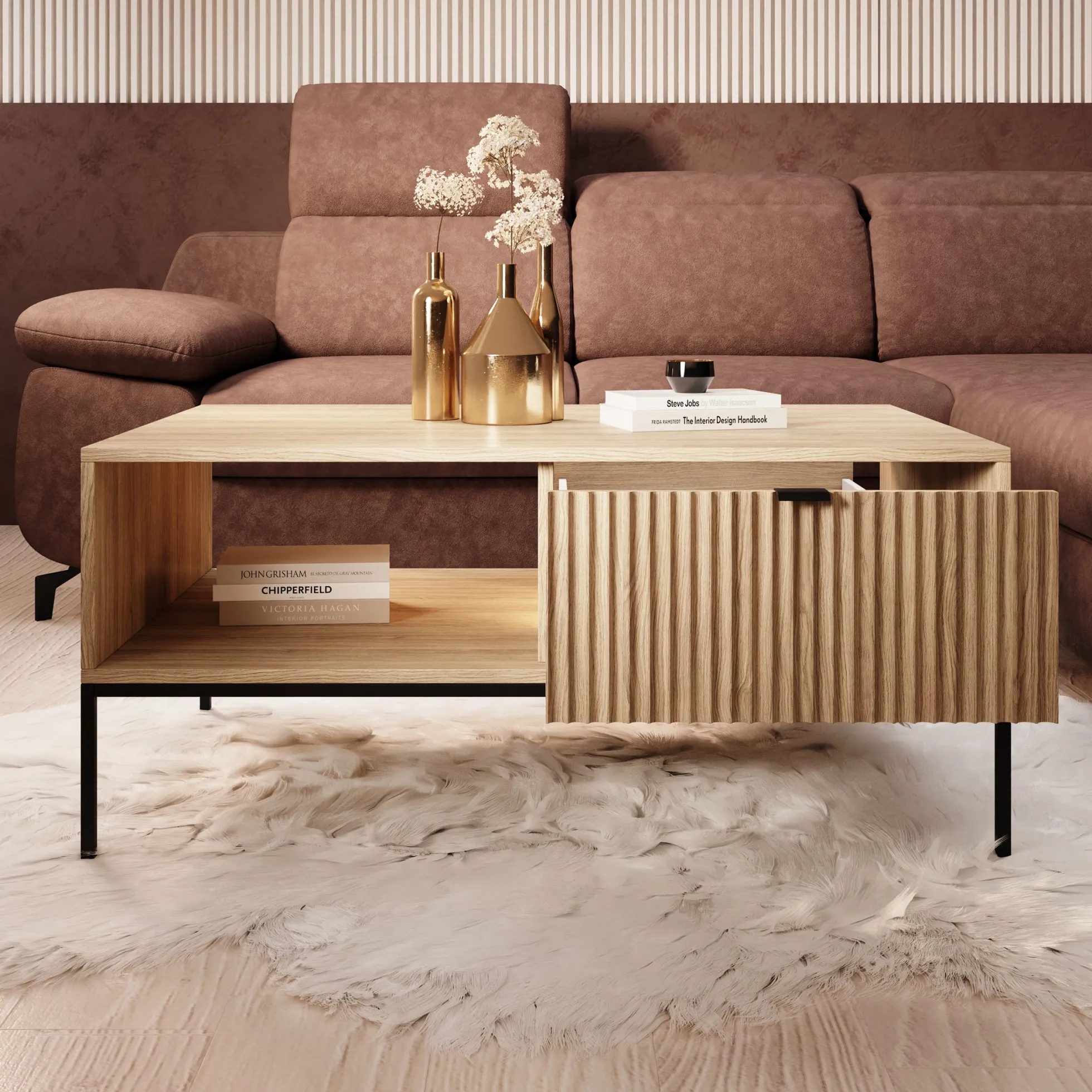Navil - Salontafel - Eikenpatroon - 104x68x46 cm