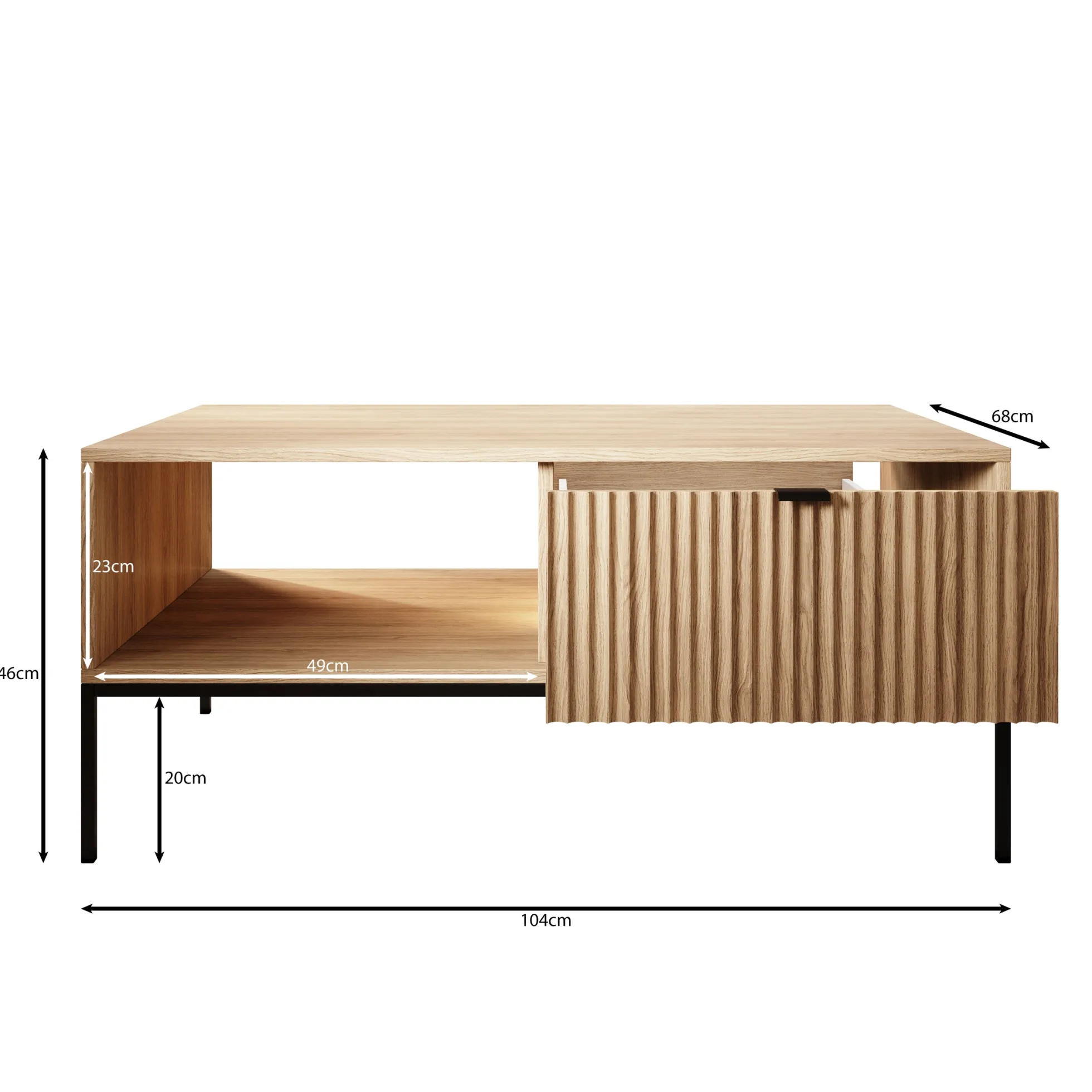 Navil - Salontafel - Eikenpatroon - 104x68x46 cm
