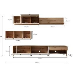 Nayel - Wandmeubel - Eikenpatroon/Beige - 234x40x178 cm