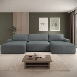 Nayir - Hoekbank 3-zits met chaise longues - Stof antraciet