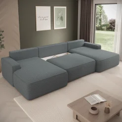 Nayir - Hoekbank 3-zits met chaise longues - Stof antraciet