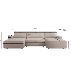 Nayir - Hoekbank 3-zits met chaise longues - Stof beige