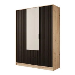 Negroni - Kledingkast met 3 deuren - Eiken/Zwart - 150x51x20