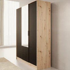 Negroni - Kledingkast met 3 deuren - Eiken/Zwart - 150x51x20
