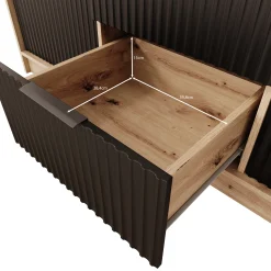 Negroni - Kledingkast met 3 deuren - Eiken/Zwart - 150x51x20