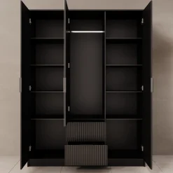 Negroni - Kledingkast met 3 deuren - Zwart - 150x51x200 cm