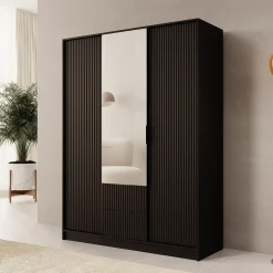 Negroni - Kledingkast met 3 deuren - Zwart - 150x51x200 cm
