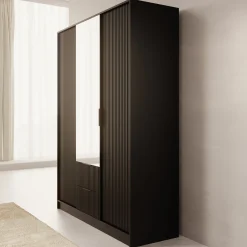 Negroni - Kledingkast met 3 deuren - Zwart - 150x51x200 cm