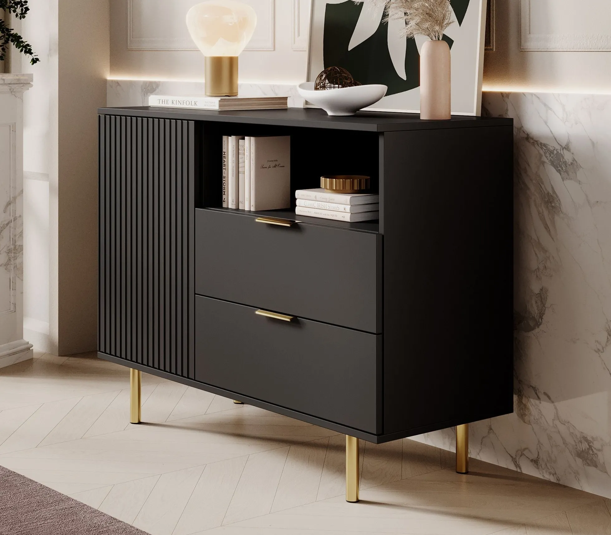 Nicola - Dressoir - Zwart - 107x41x80 cm