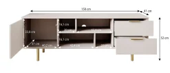 Nicola - TV-Meubel - Mat zwart - 150x41x52 cm