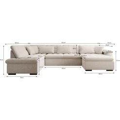 Nicoreta - Hoekbank 5-zits met chaise longue - Ribstof beige - Rechts
