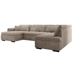 Nicoreta - Hoekbank 5-zits met chaise longue - Ribstof bruin - Links